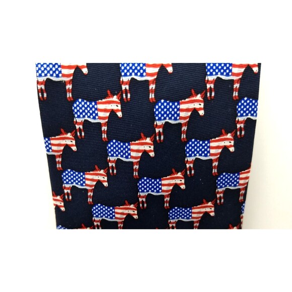 MUSEUM ARTIFACTS All Silk Men's Handmade Neck Tie Democrat Donkey American Flag - Picture 2 of 14